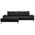 ECKSOFA Schwarz Flachgewebe  - Schwarz, Design, Textil/Metall (176/294cm) - Carryhome