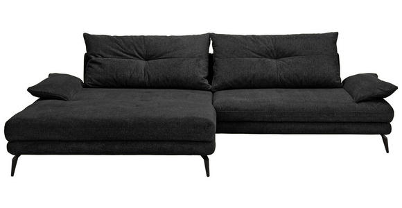 ECKSOFA Schwarz Flachgewebe  - Schwarz, Design, Textil/Metall (176/294cm) - Carryhome