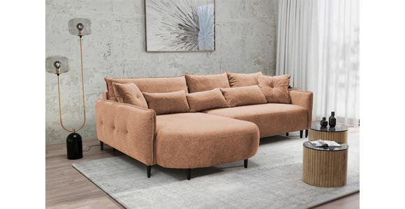 ECKSOFA Dunkelorange Chenille - Dunkelorange/Schwarz, MODERN, Textil/Metall (200/285cm) - Carryhome