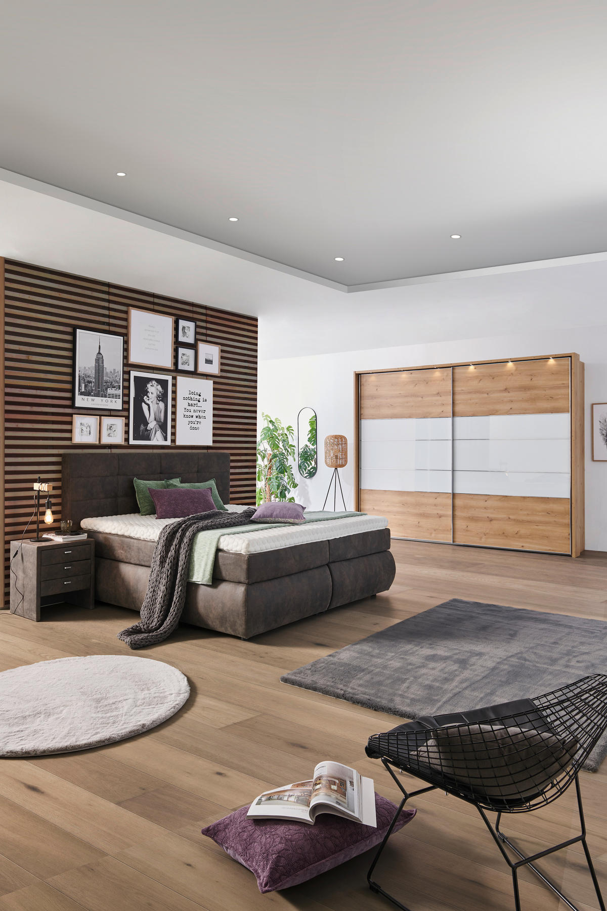 BOXSPRINGBETT 180/200 cm  in Dunkelgrau  - Dunkelgrau/Schwarz, Konventionell, Kunststoff/Textil (180/200cm) - Voleo