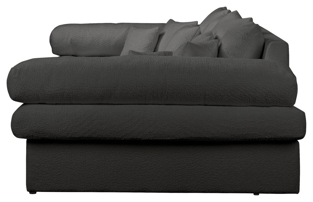 BIGSOFA Naomi Teddystoff Dunkelgrau  - Dunkelgrau/Schwarz, Design, Kunststoff/Textil (284/94/148cm) - Livetastic