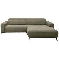 ECKSOFA in Feincord Olivgrün  - Schwarz/Olivgrün, Design, Textil/Metall (294/172-177cm) - Pure Home Lifestyle