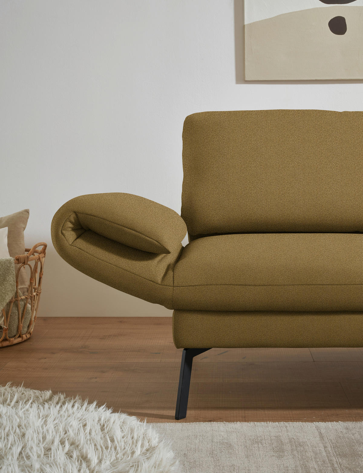 ECKSOFA  in Flachgewebe Schilfgrün  255-365/175-224 cm  - Schilfgrün/Schwarz, Design, Textil/Metall (255-365/175-224cm) - Dieter Knoll