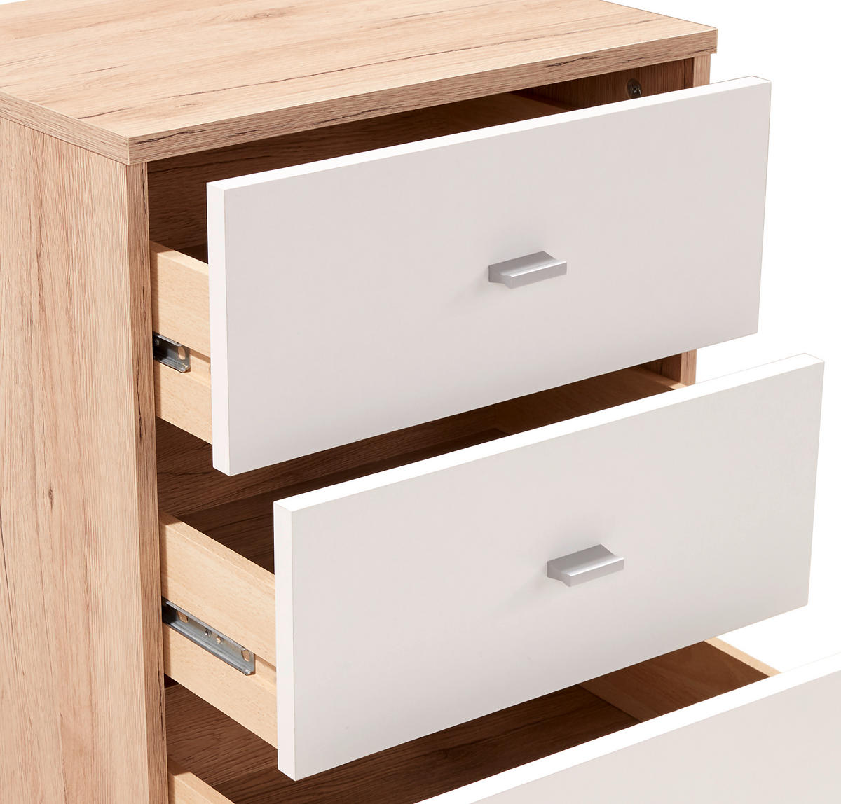 NACHTSCHRANK 50/54,8/34,6 cm  - Chromfarben/Eichefarben, KONVENTIONELL, Holzwerkstoff/Kunststoff (50/54,8/34,6cm)