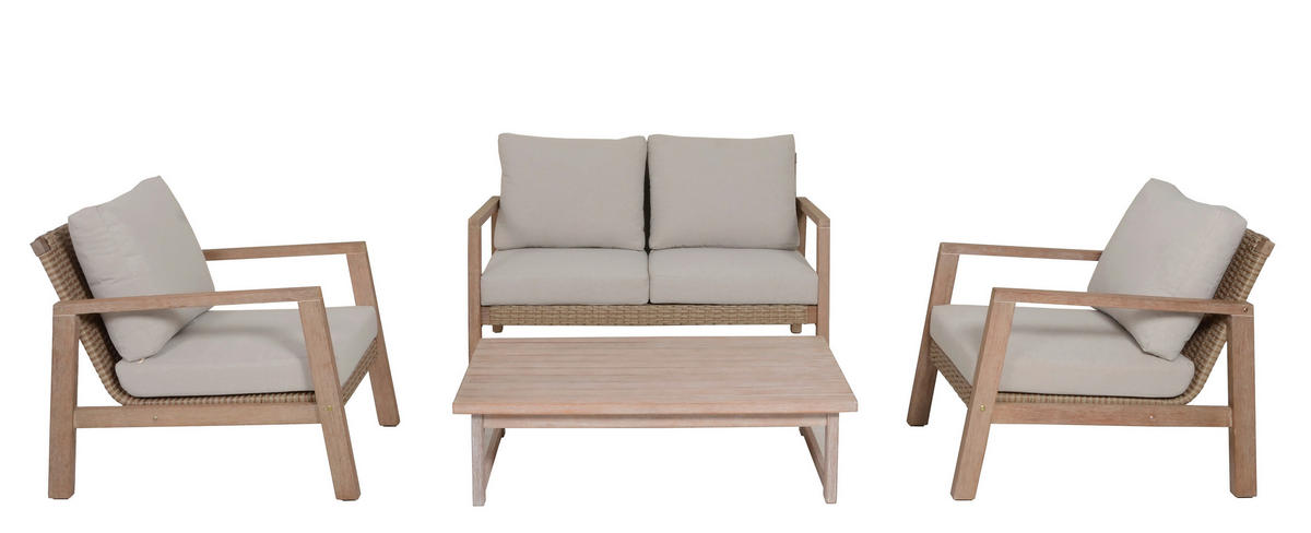 TERASOVÁ SEDACÍ SOUPRAVA dřevo - hnědá/béžová, Moderní, dřevo (83/72/121cm) - Gardenson