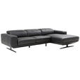 ECKSOFA in Echtleder Schwarz  - Schwarz, Design, Leder/Metall (282/162cm) - Xora