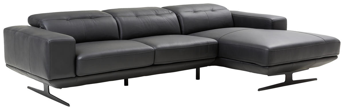 HÖRNSOFFA i äkta läder svart  - svart, Design, metall/läder (282/162cm) - Xora