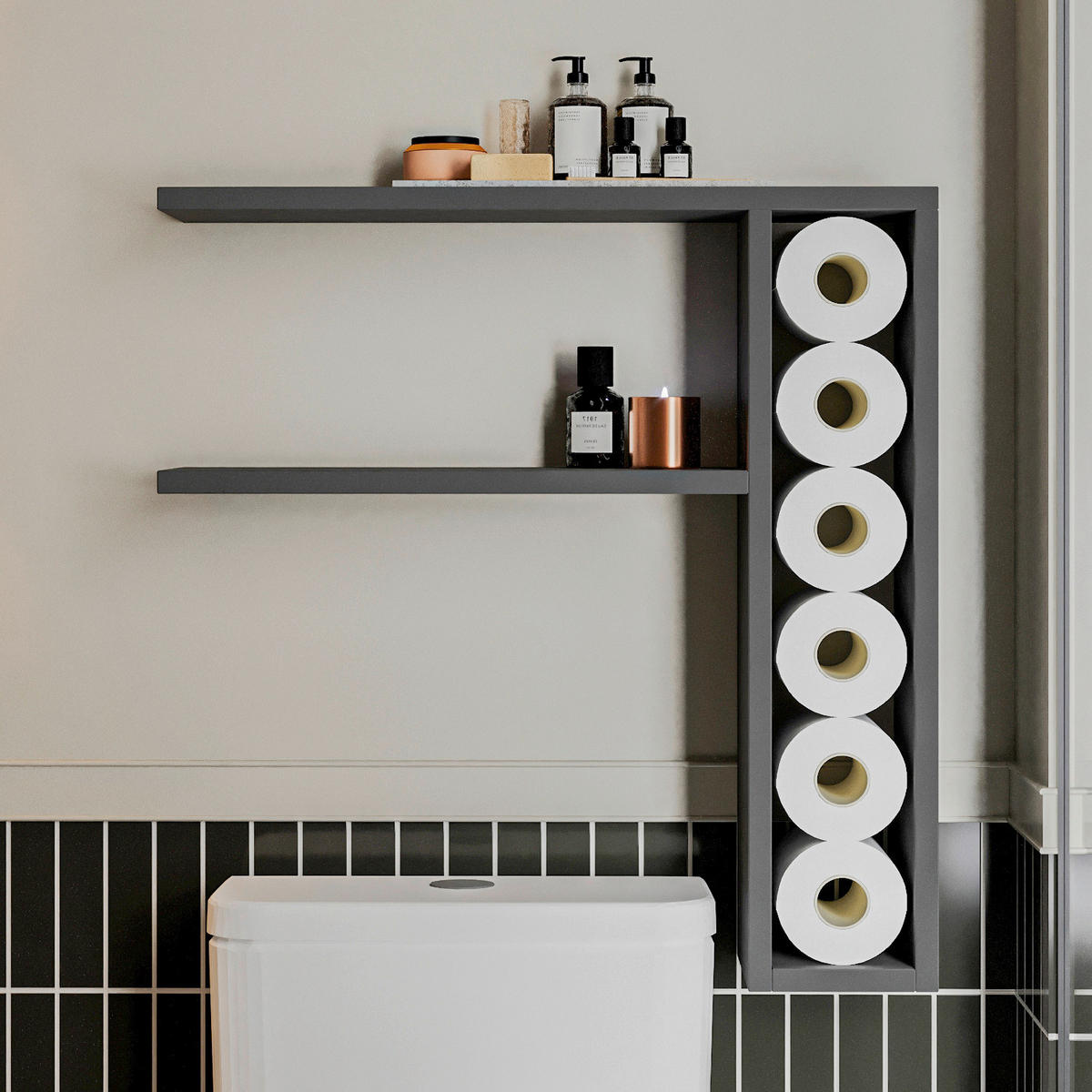 VÄGGHYLLPLAN 60/62/15 cm  - antracit, Design, trämaterial (60/62/15cm) - Livetastic