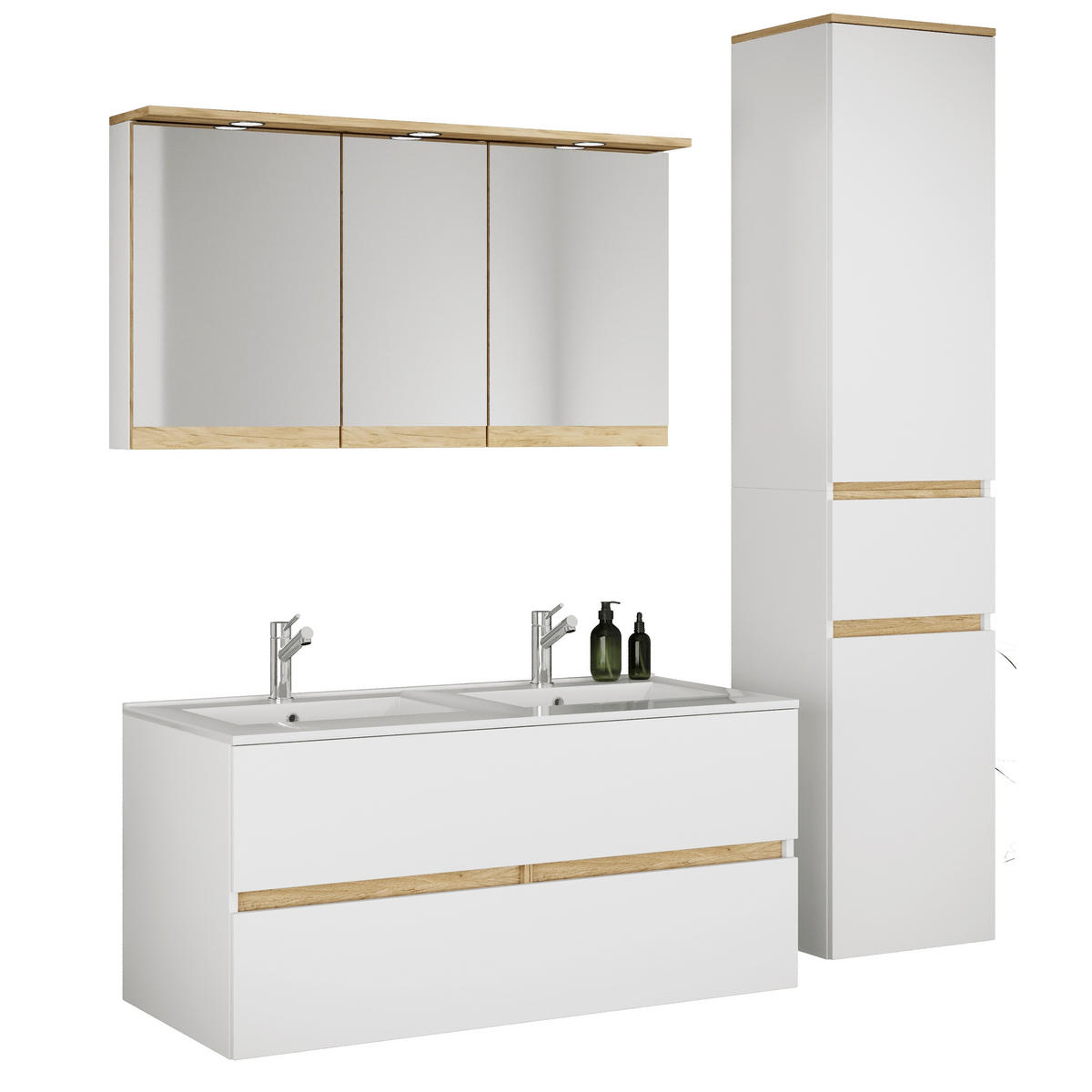 BADEZIMMER 4-teilig  in 152 cm  - Honigeiche/Weiß, Trend, Keramik/Holzwerkstoff (152cm) - MID.YOU