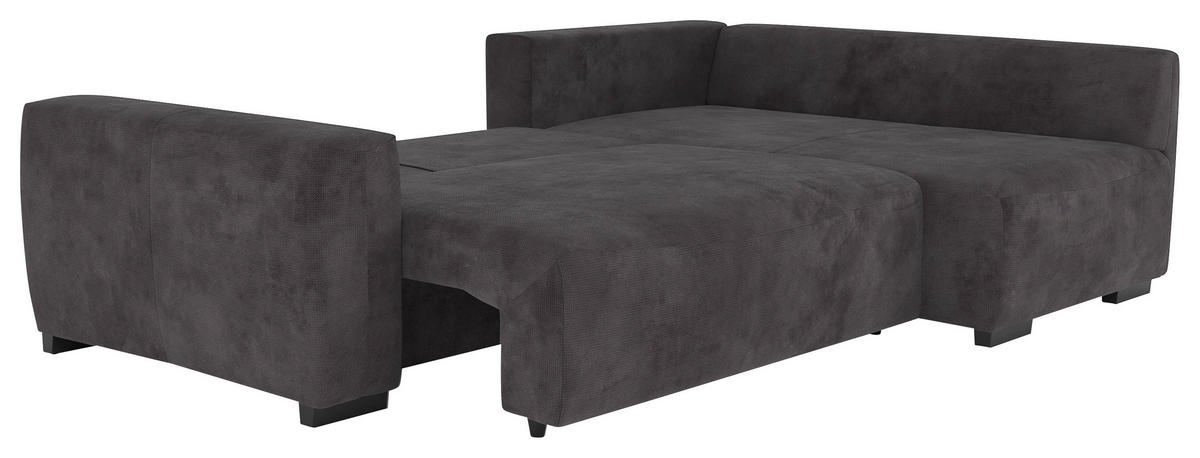 ECKSOFA GIRO in Chenille Schwarz  252/170 cm  - Schwarz, Trend, Kunststoff/Textil (252/170cm) - MID.YOU