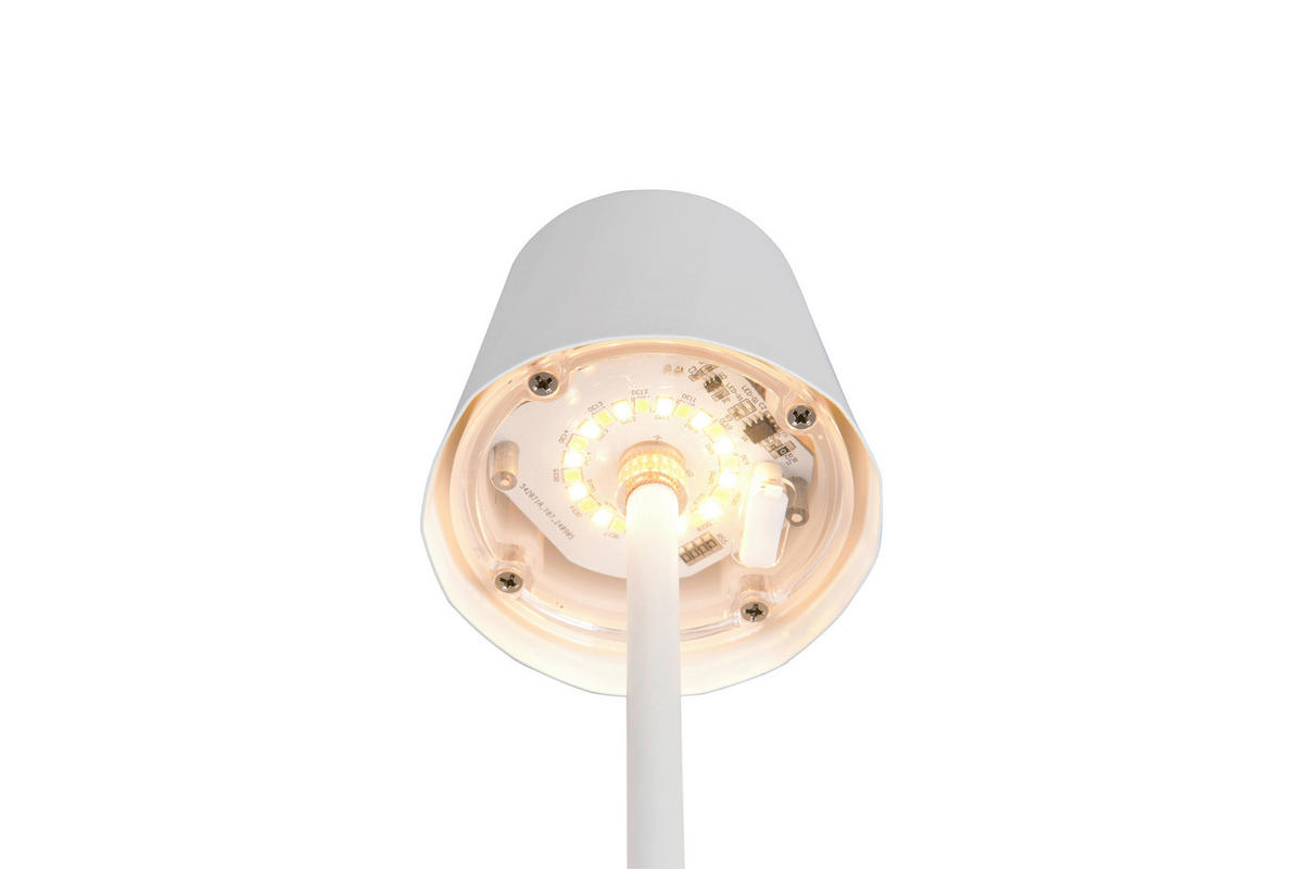 AKKU-TISCHLEUCHTE - Weiss, Design, Metall (8,5/21cm)