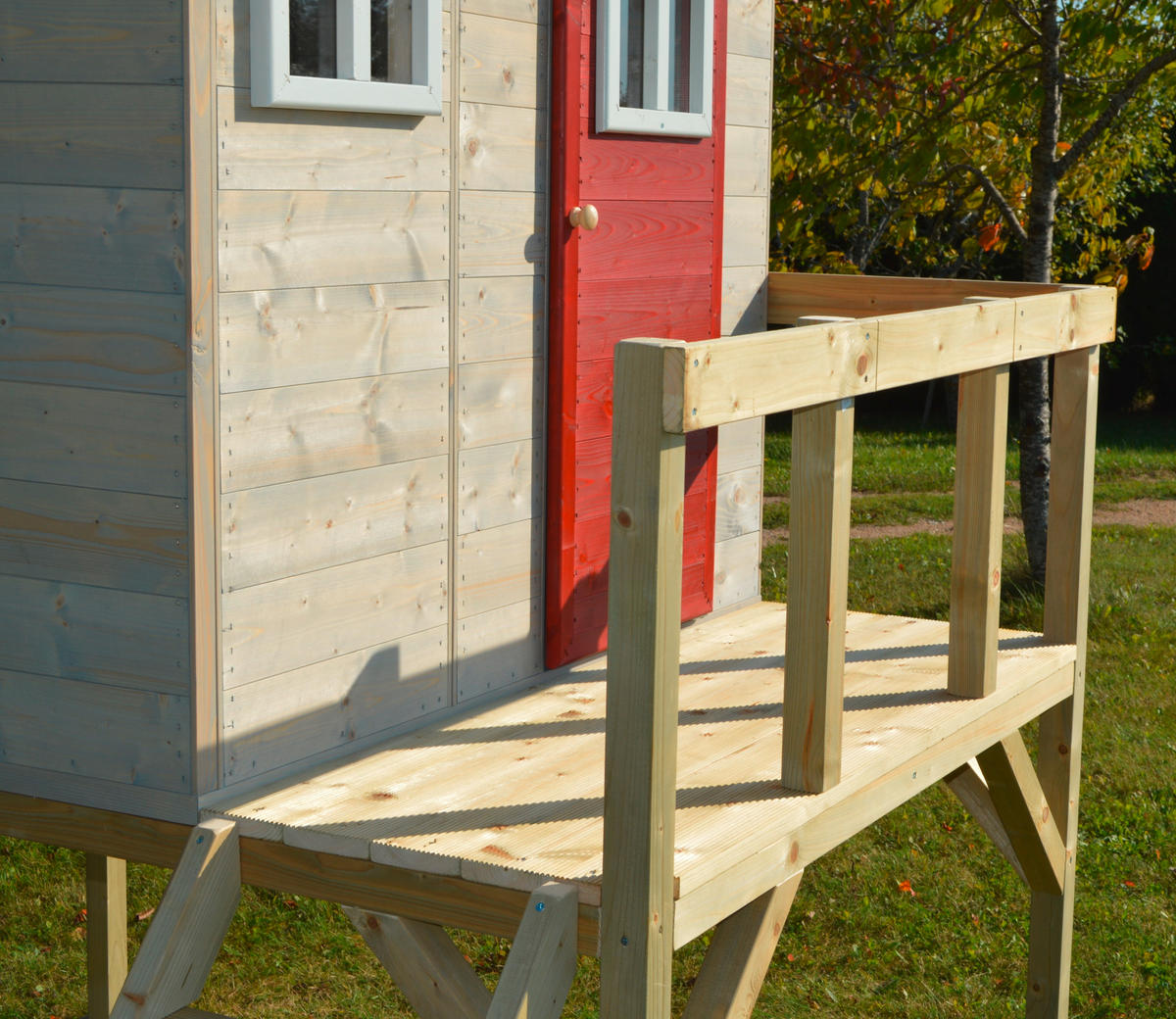 SPIELHAUS 197/242/290 cm  - Rot/Naturfarben, KONVENTIONELL, Holz (197/242/290cm) - Ambia Garden