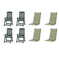 GARTENSTUHL-SET Kunststoff, Textil Grün  - Grün, MODERN, Kunststoff/Textil (44/111/50cm) - Gardenson