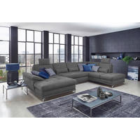 WOHNLANDSCHAFT in Flachgewebe Grau  - Silberfarben/Grau, Konventionell, Textil/Metall (176/363/223cm) - Sit & More