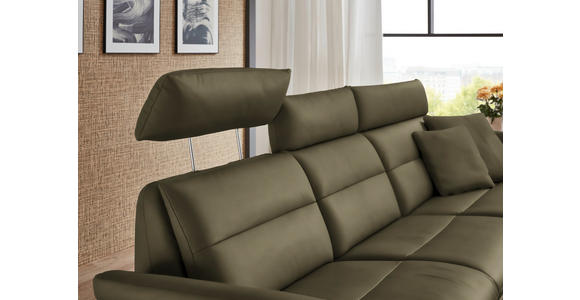 ECKSOFA in Echtleder Olivgrün  300/157 cm  - Schwarz/Olivgrün, Design, Leder/Metall (300/157cm) - Dieter Knoll