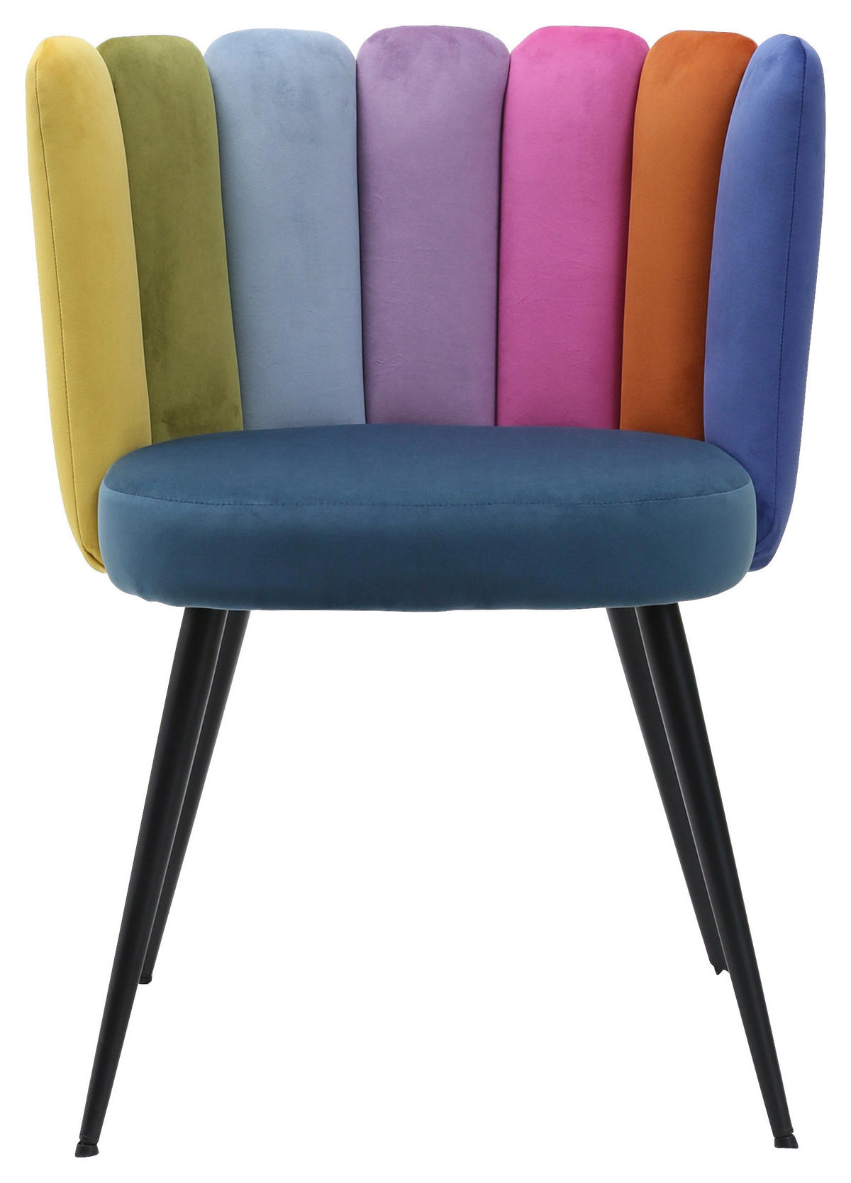 STUHL Samt Multicolor  - Multicolor/Schwarz, Design, Textil/Metall (58,5/79/55,5cm) - home24