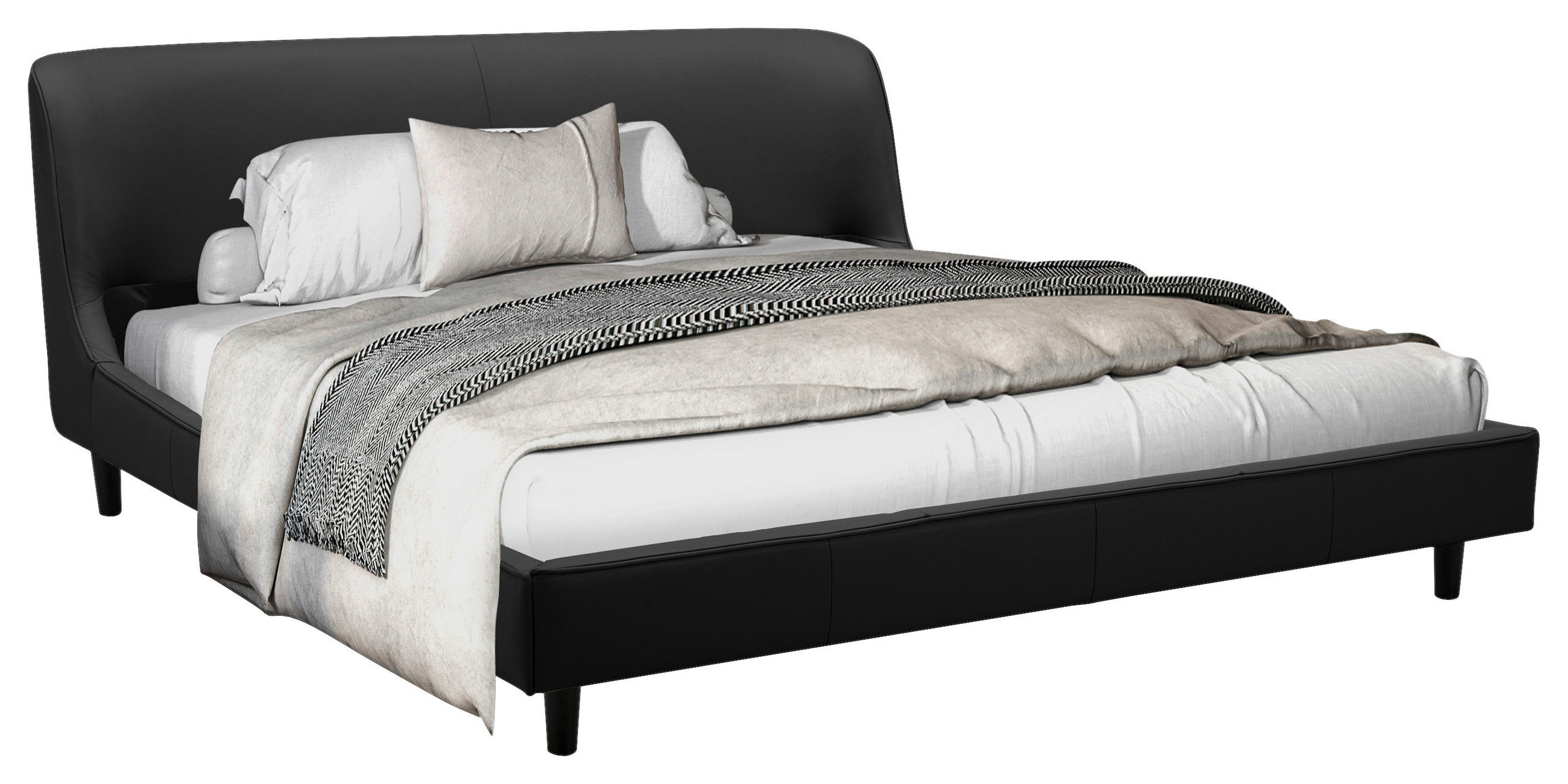 TAPECIRANI KREVET   180/200 cm   crna  - crna, Moderno, koža/drvo (180/200cm) - Livetastic