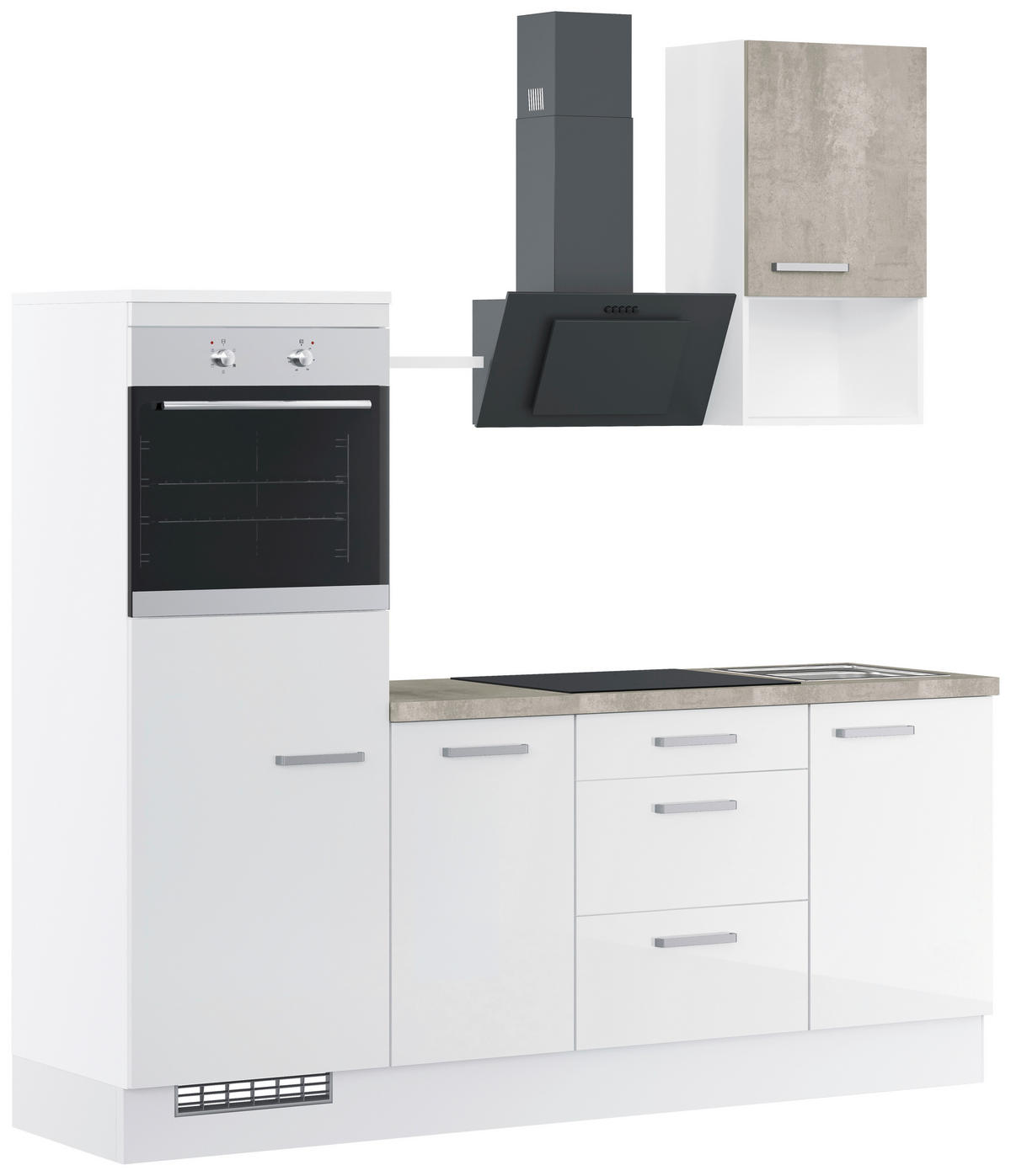 KÜCHENLEERBLOCK 215 cm   in Weiß Hochglanz  - Edelstahlfarben/Weiß Hochglanz, Design, Holzwerkstoff/Metall (215cm) - Impuls