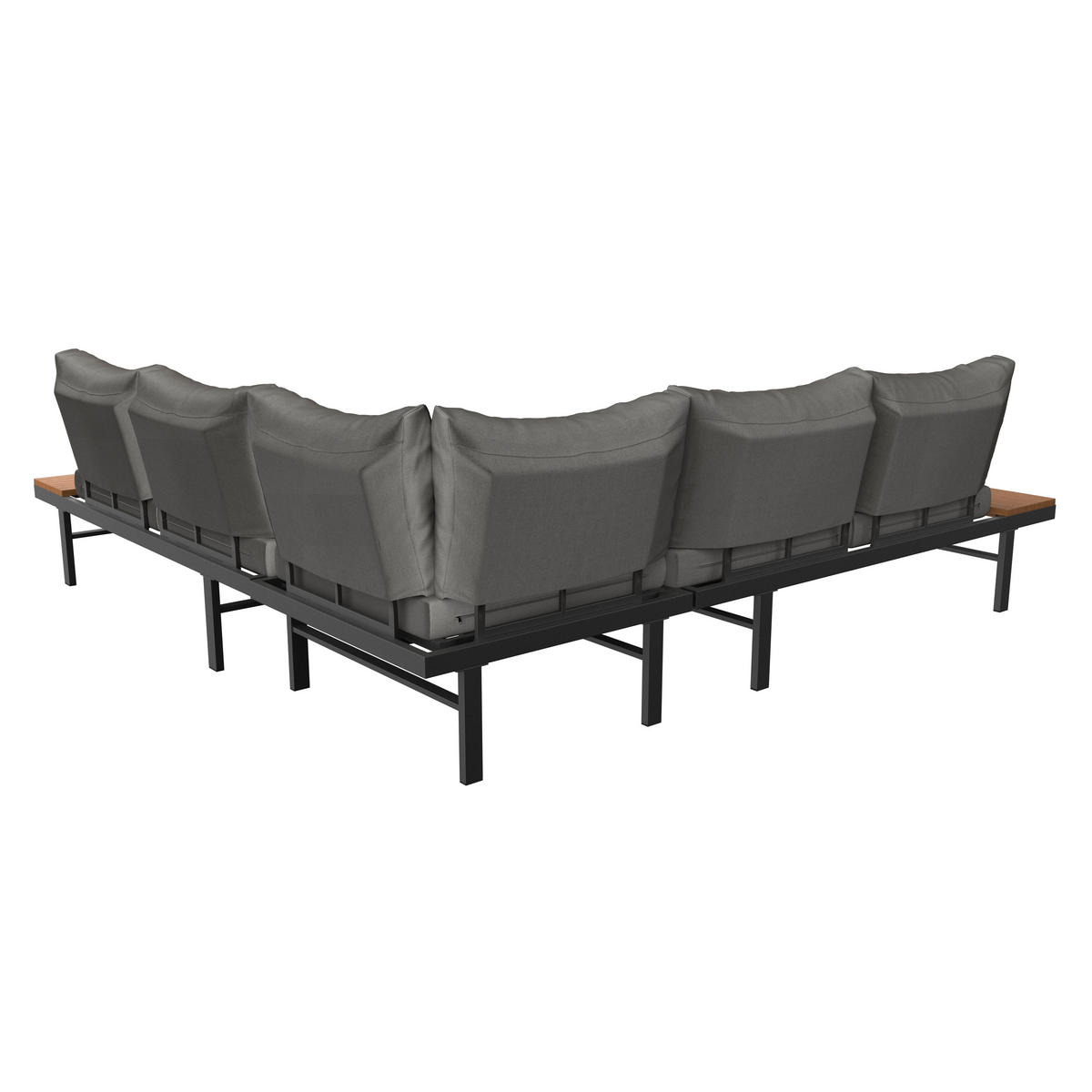 LOUNGEGARNITUR Akazie massiv Stahl  - Grau, Design, Glas/Holz - Ambia Garden