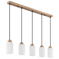 HÄNGELEUCHTE Rowena 100/10/120 cm  - Schwarz/Braun, Design, Glas/Holz (100/10/120cm) - Globo