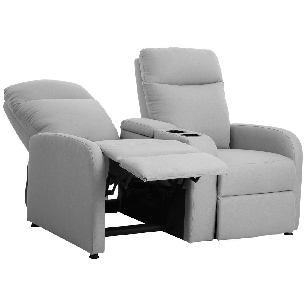 Thumbnail - P & B Heimkino-Sofa, Hellgrau, Textil, 2-Sitzer, 128x95x92 cm, Wohnzimmer, Sofas & Couches, Sofas, Heimkino Sofas