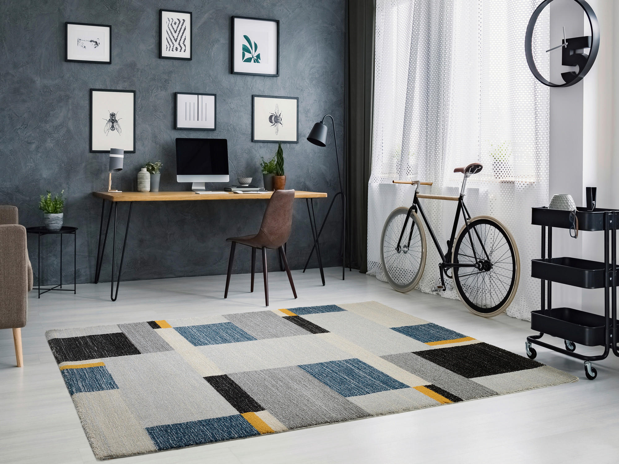 WEBTEPPICH 80/150 cm Palazzo Bloc Blau, Gelb, Grau  - Blau/Gelb, Design, Textil (80/150cm) - Novel