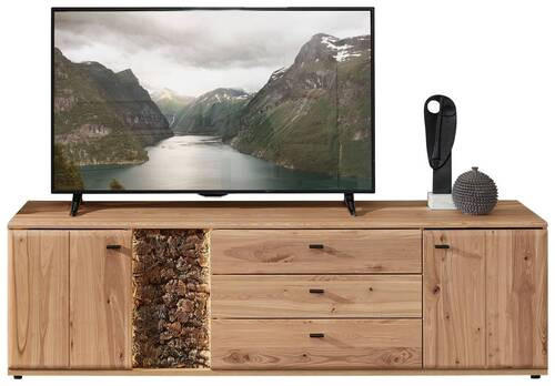 LOWBOARD Eschefarben, Eiche Artisan 195/58/50 cm - Anthrazit/Eschefarben, Natur, Holz/Holzwerkstoff (195/58/50cm) - Linea Natura