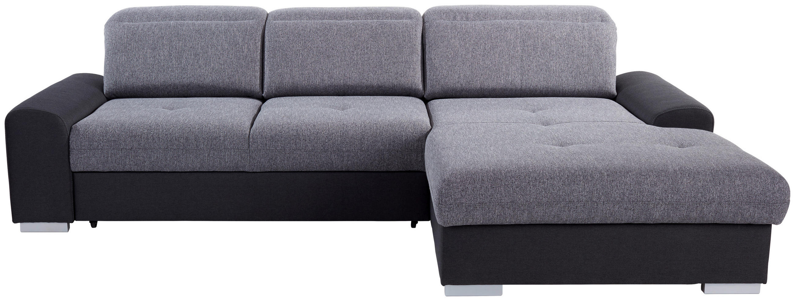 ECKSOFA in Webstoff Graphitfarben, Grau  - Silberfarben/Graphitfarben, Konventionell, Holz/Textil (286/203cm) - Livetastic