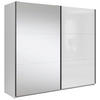 SCHWEBETÜRENSCHRANK 220/195,5/60 cm 2-türig Weiß Hochglanz, Klar  - Klar/Weiß Hochglanz, MODERN, Glas/Holzwerkstoff (220/195,5/60cm) - MID.YOU