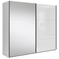 SCHWEBETÜRENSCHRANK 220/195,5/60 cm 2-türig Weiß Hochglanz, Klar  - Klar/Weiß Hochglanz, MODERN, Glas/Holzwerkstoff (220/195,5/60cm) - MID.YOU