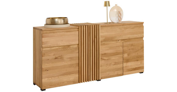 SIDEBOARD  188.8/86.5/44 cm 2 Schublade(n)  - Eichefarben/Schwarz, Natur, Holz (188.8/86.5/44cm) - Linea Natura