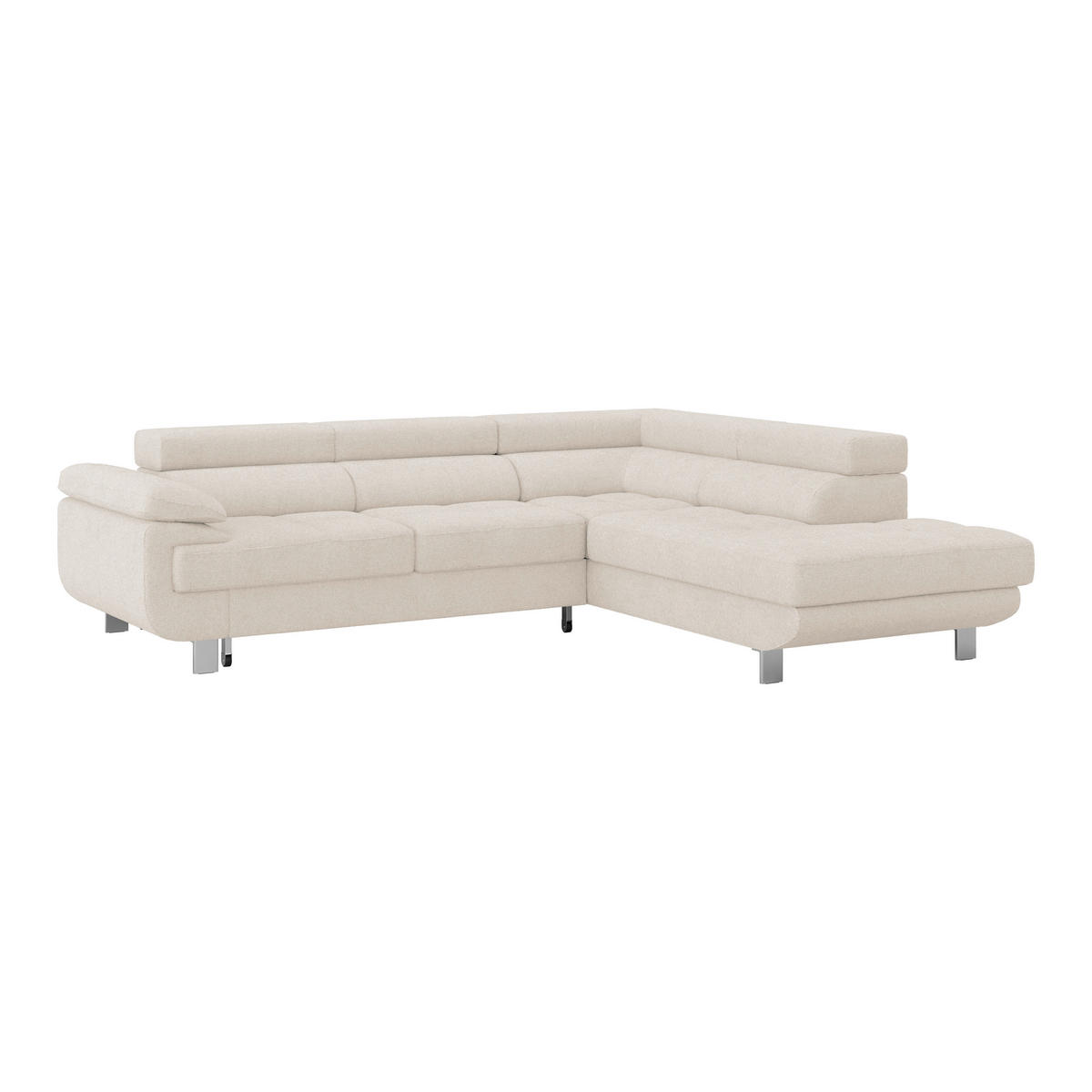 ECKSOFA in Drell Perlmutt  - Perlmutt, Modern, Textil/Metall (270/230cm) - MID.YOU