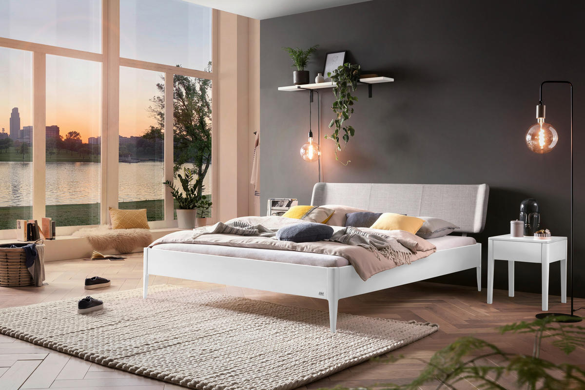 BETT 140/200 cm  in Weiß, Hellgrau  - Hellgrau/Weiß, Design, Textil (140/200cm) - Hasena