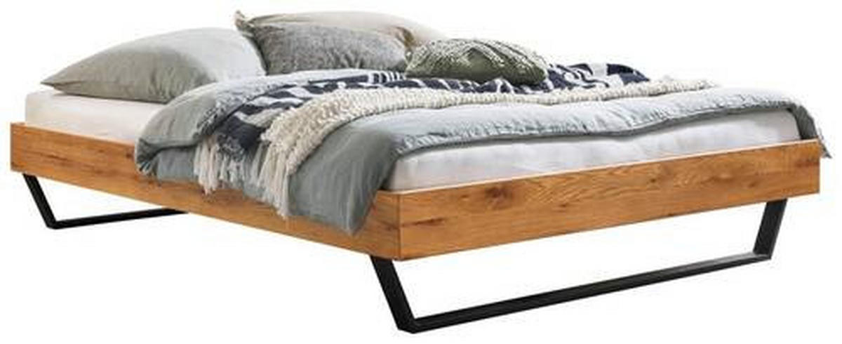 BETT 180/200 cm  in Anthrazit, Wildeiche   - Wildeiche/Anthrazit, Konventionell, Holz/Metall (180/200cm) - Hasena