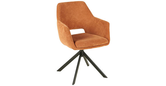 ARMLEHNSTUHL in Eisen Webstoff - Schwarz/Braun, Design, Textil/Metall (55/88/61cm) - Novel