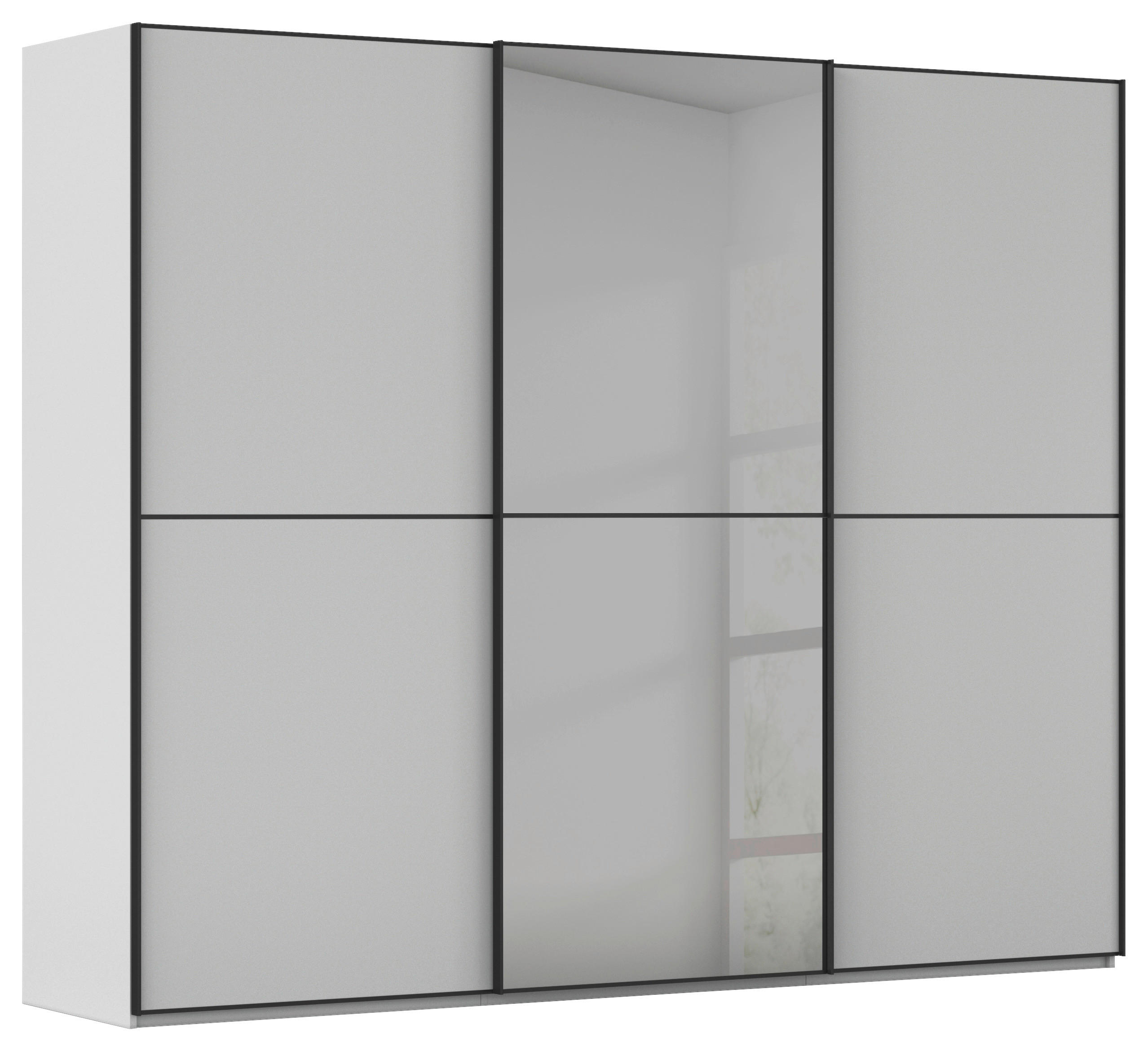 SCHWEBETÜRENSCHRANK 242/223/68 cm 3-türig Grau, Schwarz  - Schwarz/Grau, KONVENTIONELL, Glas/Holzwerkstoff (242/223/68cm) - Novel