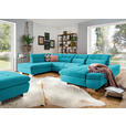WOHNLANDSCHAFT  in Mikrofaser Türkis  - Türkis/Chromfarben, Design, Kunststoff/Textil (211/350/204cm) - Xora