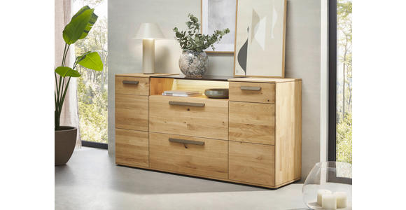 SIDEBOARD Wildeiche  181,9/89,4/45,2 cm  - Wildeiche/Schwarz, Natur, Glas/Holz (181,9/89,4/45,2cm) - Valnatura