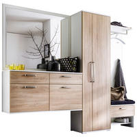 GARDEROBE 6-teilig  in 242/201/36 cm  - Weiss/Eichefarben, Design, Glas/Holzwerkstoff (242/201/36cm) - Moderano