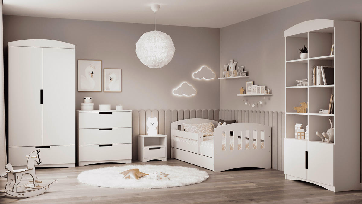 KINDER-/JUNIORBETT - Birkefarben/Weiß, MODERN, Holz/Holzwerkstoff (80/180cm) - MID.YOU