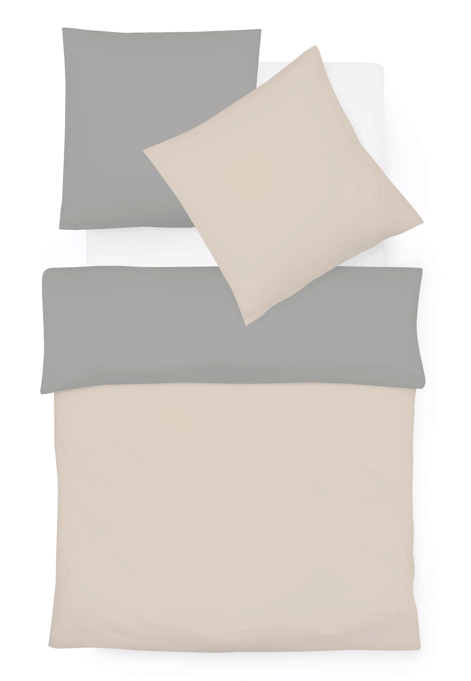 BETTWÄSCHE 155/200 cm Black Premium Jersey Interlock-Jersey  - Creme/Grau, Basics, Textil (155/200cm) - Fleuresse