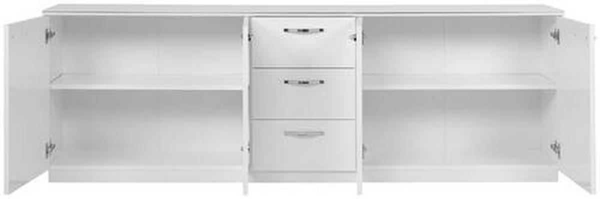 SIDEBOARD  200/68/34 cm 3 Schublade(n)  - Chromfarben/Weiß Hochglanz, Design, Holzwerkstoff/Metall (200/68/34cm) - MID.YOU