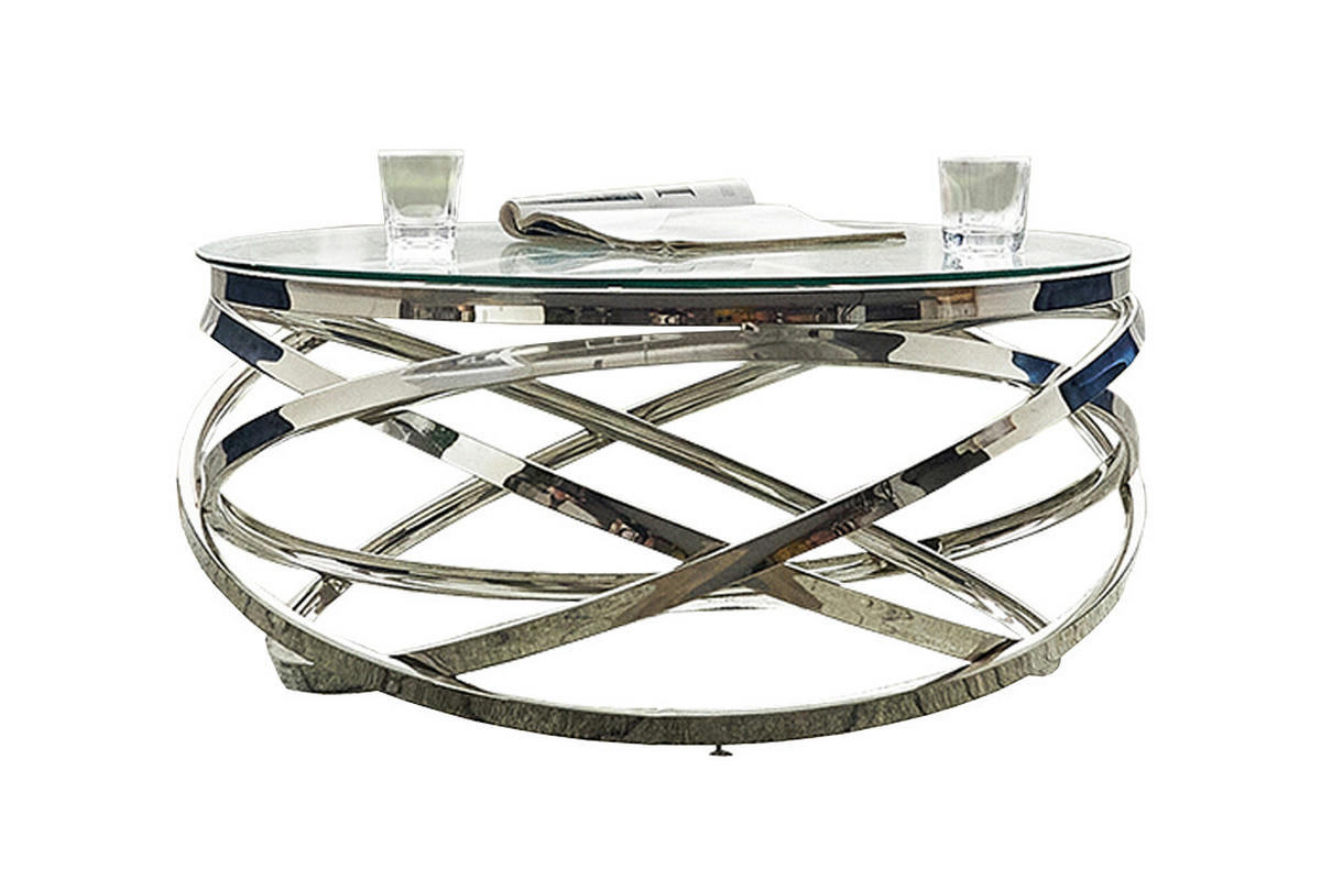 COUCHTISCH in Metall, Glas 80/80/42 cm  - Klar/Silberfarben, Design, Glas/Metall (80/80/42cm) - Livetastic