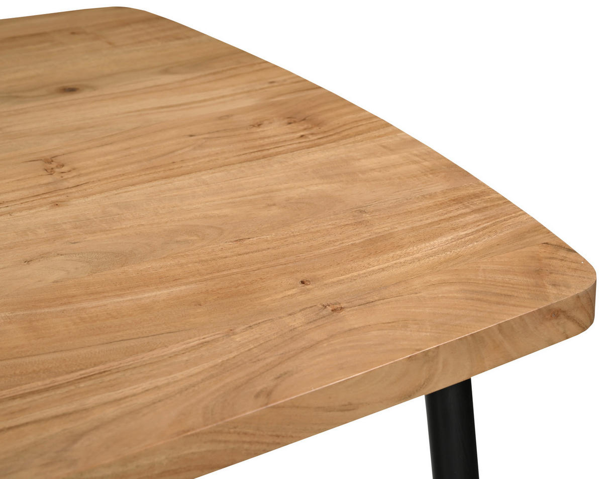 ESSTISCH Akazie Hartholz rechteckig Schwarz, Akaziefarben  - Schwarz/Akaziefarben, Design, Holz/Metall (160/90/76cm) - Boxxx