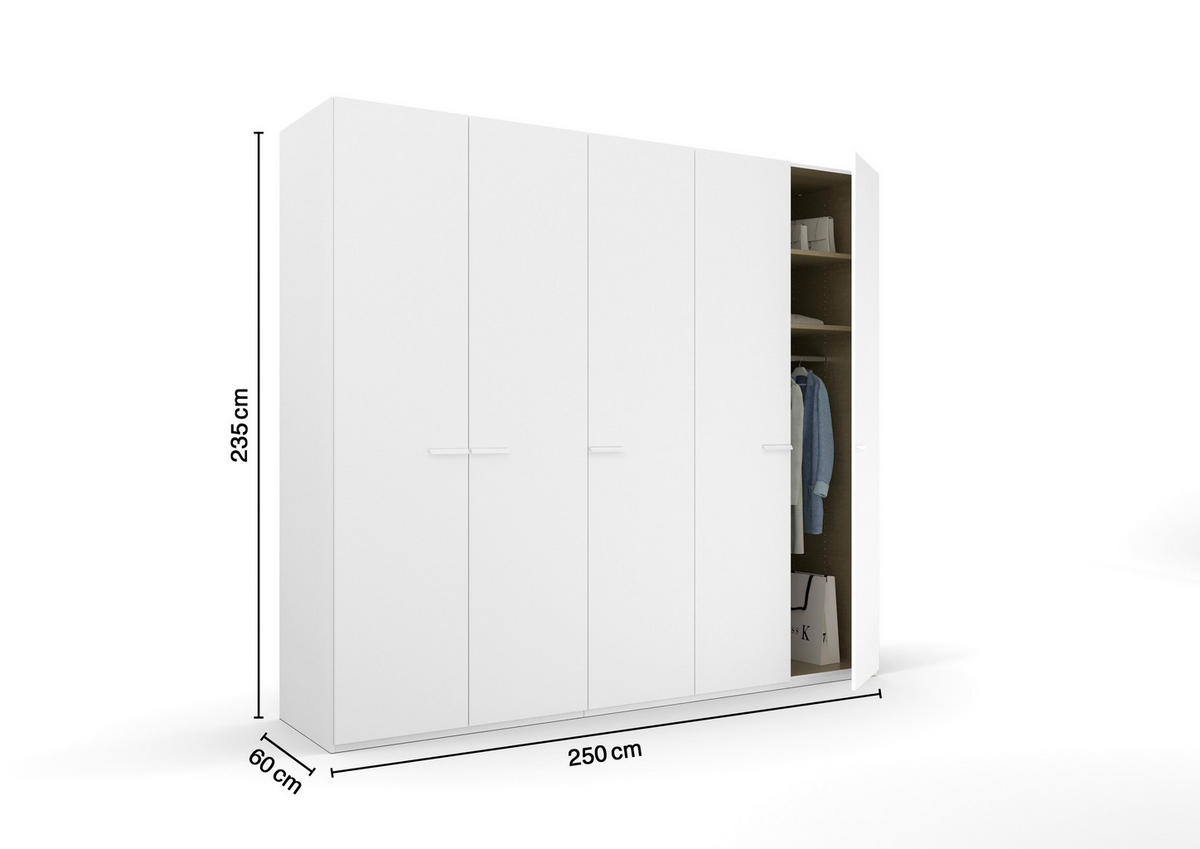 DREHTÜRENSCHRANK 251/235/60 cm 5-türig Weiß  - Weiß, Trend, Glas/Holzwerkstoff (251/235/60cm) - Novel
