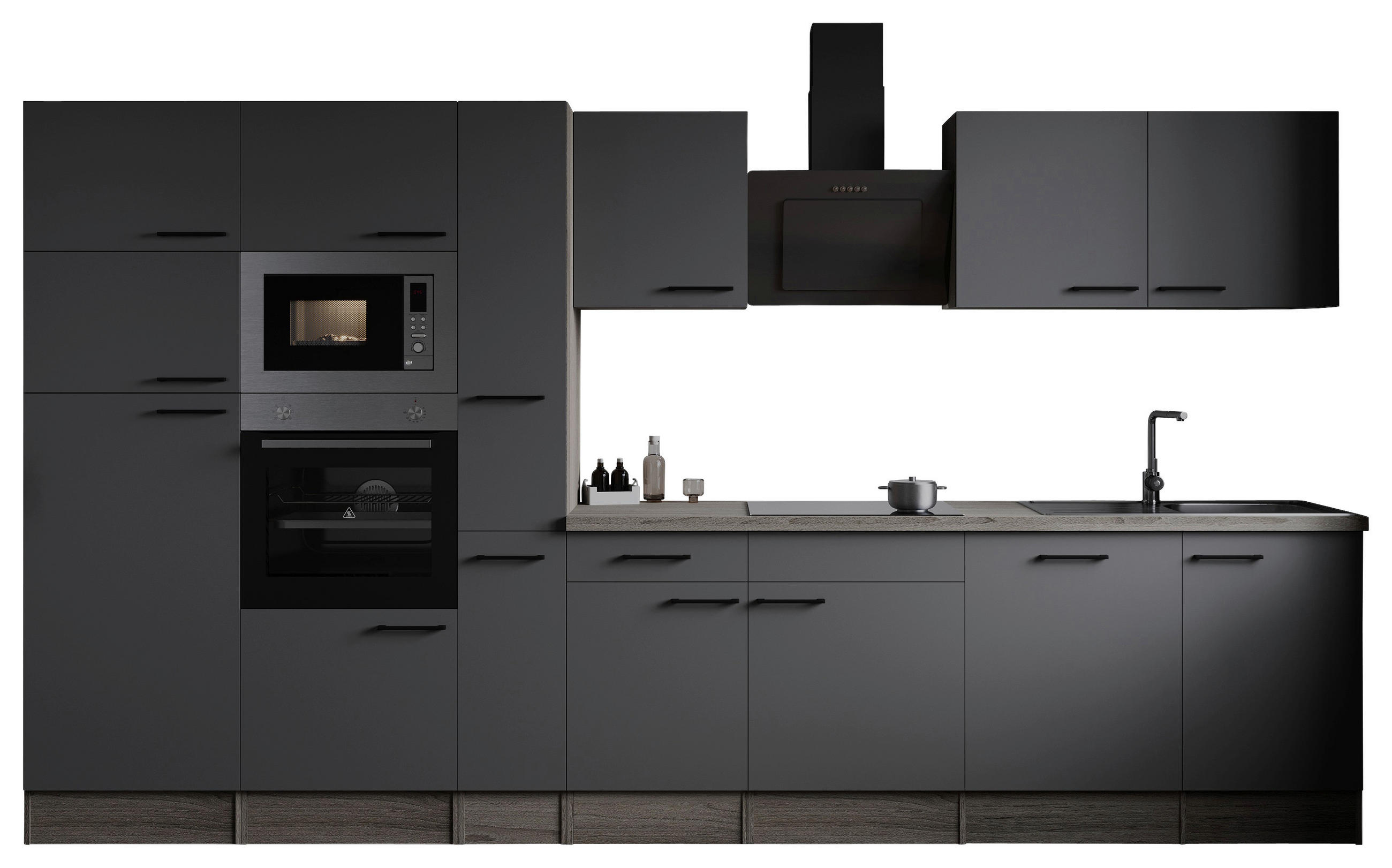 MODULKÖK 370 cm   i grå, ekfärgad  - svart/grå, Design, metall/trämaterial (370cm) - Respekta