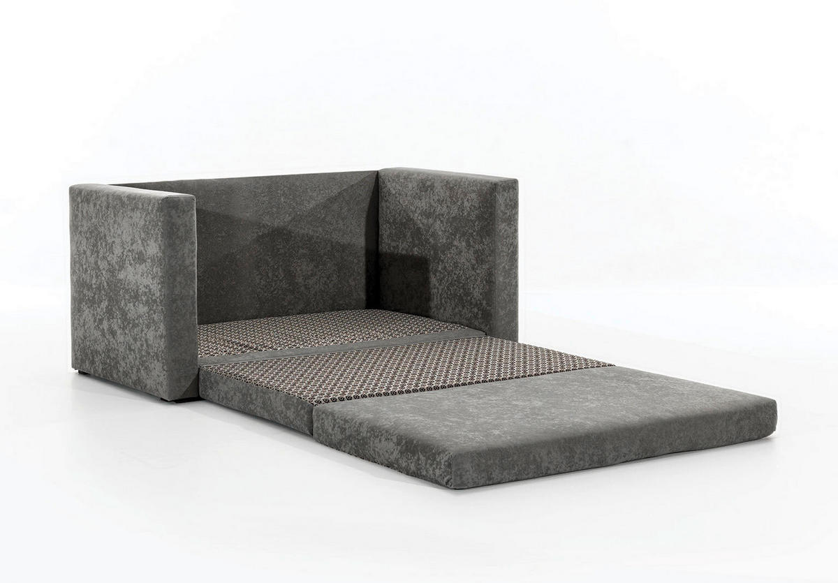 SCHLAFSOFA in Mikrovelours Blaugrau  - Blaugrau/Schwarz, Design, Kunststoff/Textil (132/62/70cm) - MID.YOU