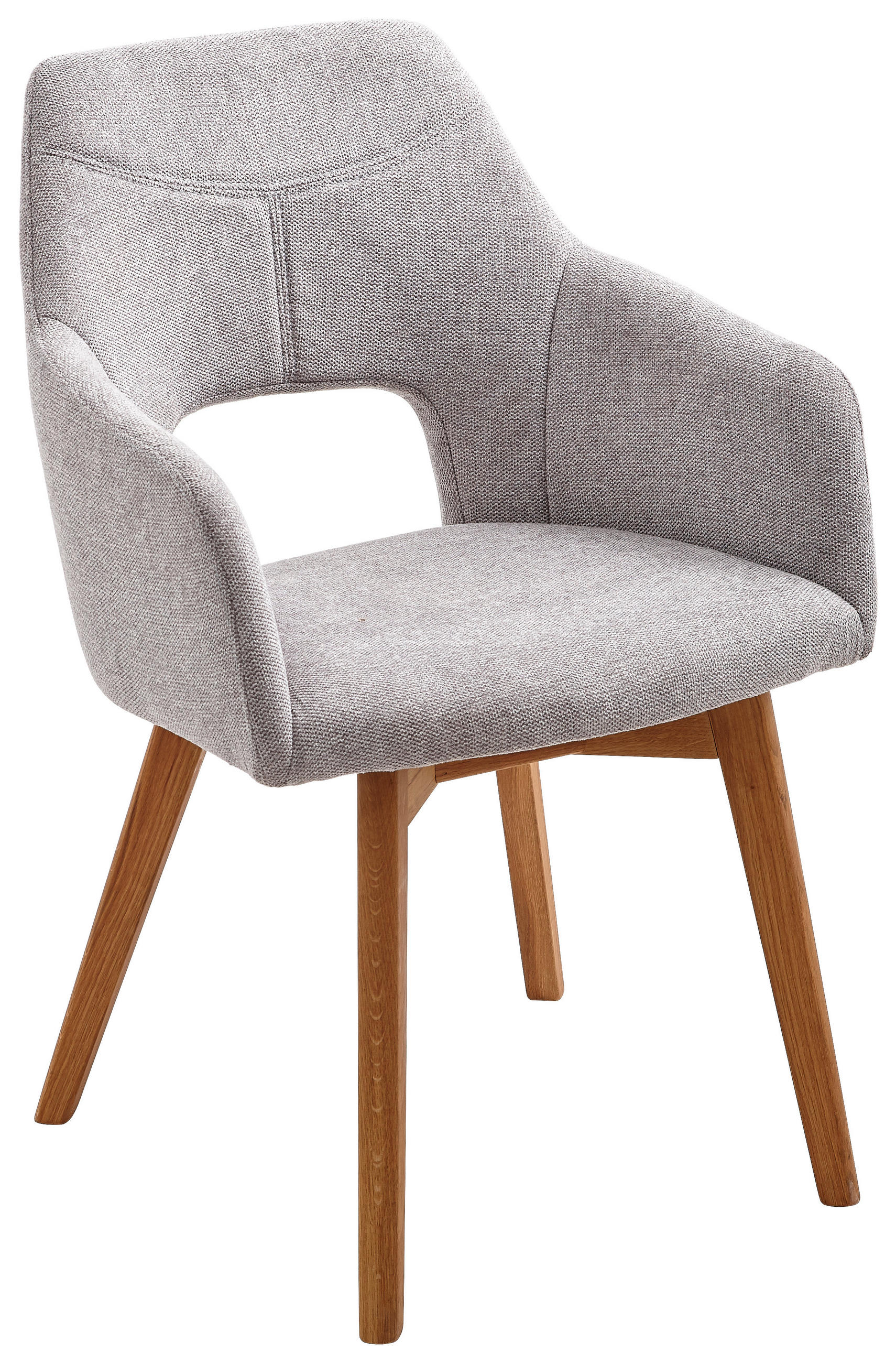 ARMLEHNSTUHL  in Webstoff  - Eichefarben/Hellgrau, Design, Holz/Textil (57/84/57cm) - Voleo