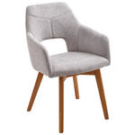 ARMLEHNSTUHL  in Webstoff  - Eichefarben/Hellgrau, Design, Holz/Textil (57/84/57cm) - Voleo