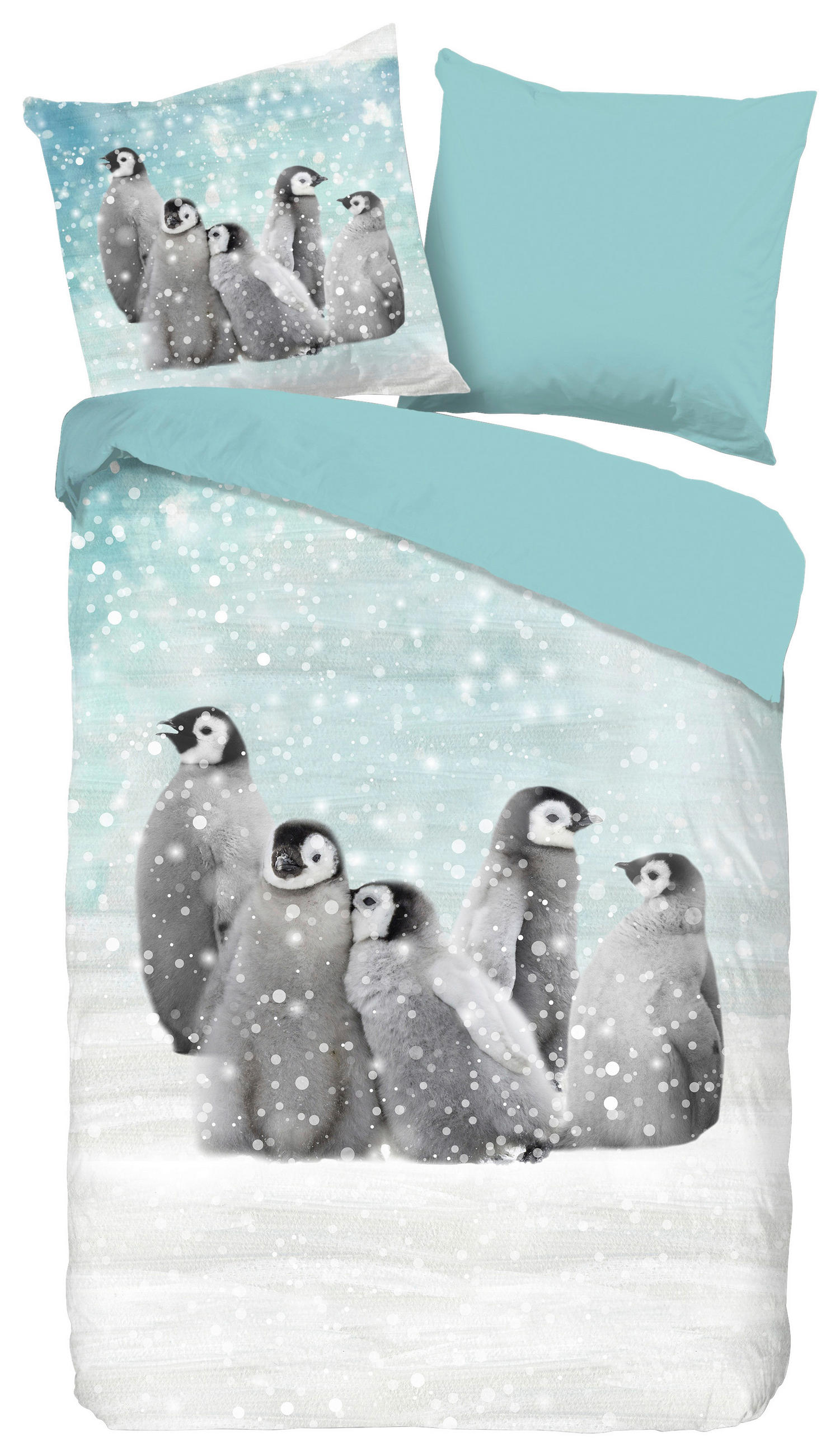 JUGENDBETTWÄSCHE Pengu Biber 135/200 cm  - Multicolor, Natur, Textil (135/200cm)